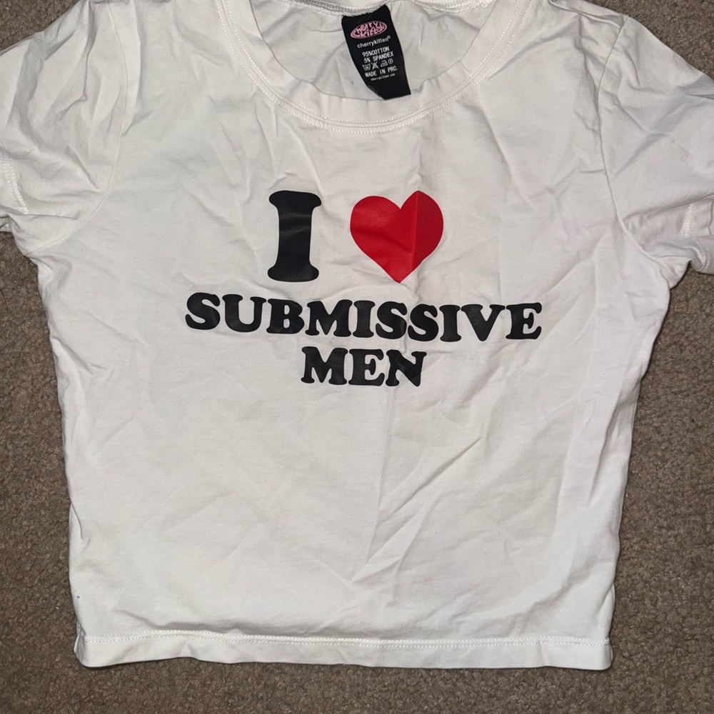 White Graphic Tee with Red Heart